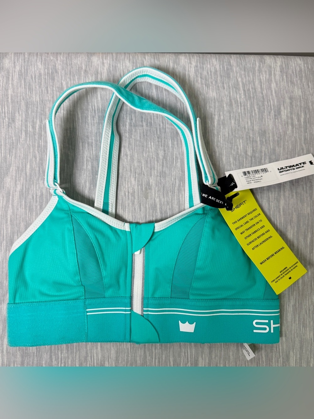 NWT SHEFIT Ultimate High Impact Sports Bra Aqua Momentum Size XS